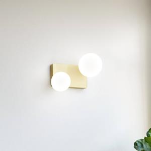 Ideallux Ideal Lux Penta plafondlamp, 2-lamps, goudkleurig, opaalglas