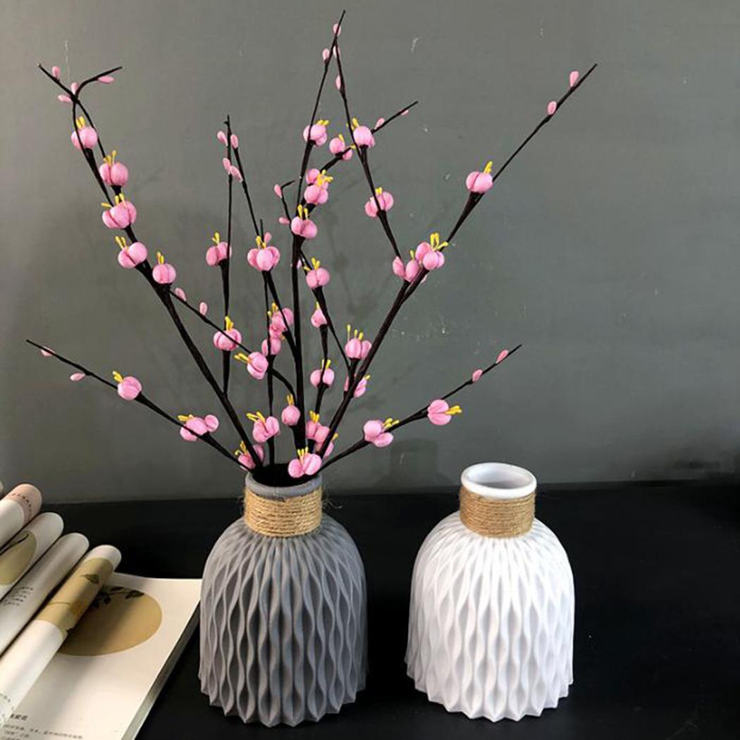 Feauty Plastic handwerk bloem Bloemenvaas Muur Hangende Woondecoratie grijs