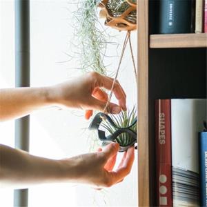 HOMEKA Eenvoudige installatie Hangende plantenbak Afvoergat Linnen touw Krachtige dragende plantenmand Tuinbenodigdheden S bruin