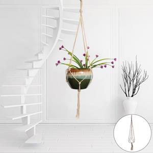 HOMEKA Vintage macrame hangende geknoopte touw plant bloempot houder mand tuin decor