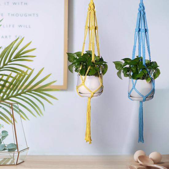 HOMEKA 1 set plantenhangers Prachtige afwerking Brede toepassing Katoenen touw Geknoopt Hijsophangende bloempothouder Huishoudelijke benodigdheden wit