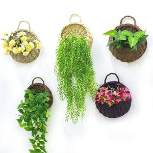 LYF Bloempot Muur Hangend Rieten Rattam Mand Tuin Wijnstok Pot Plantenhouder wit