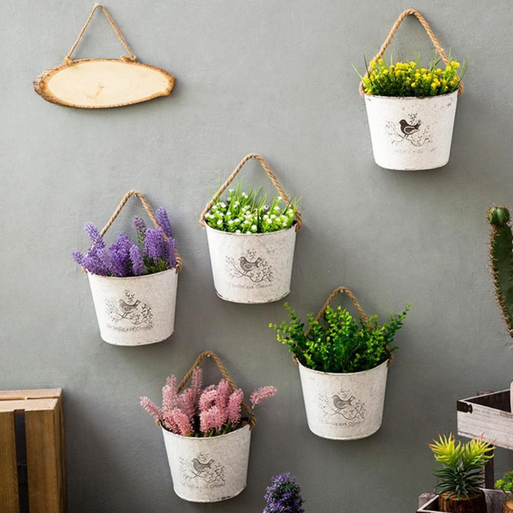 Ymzkdlfj209 for Balcony Garden Wall Mounted Iron Flower Vase Hanging Baskets Flower Pot Flower Basket wit