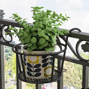 Lucky Black Cat IJzeren kunst hangende manden bloempot balkon hangende plant ronde rekken reling hek buiten raam bonsai stand decoratie wit