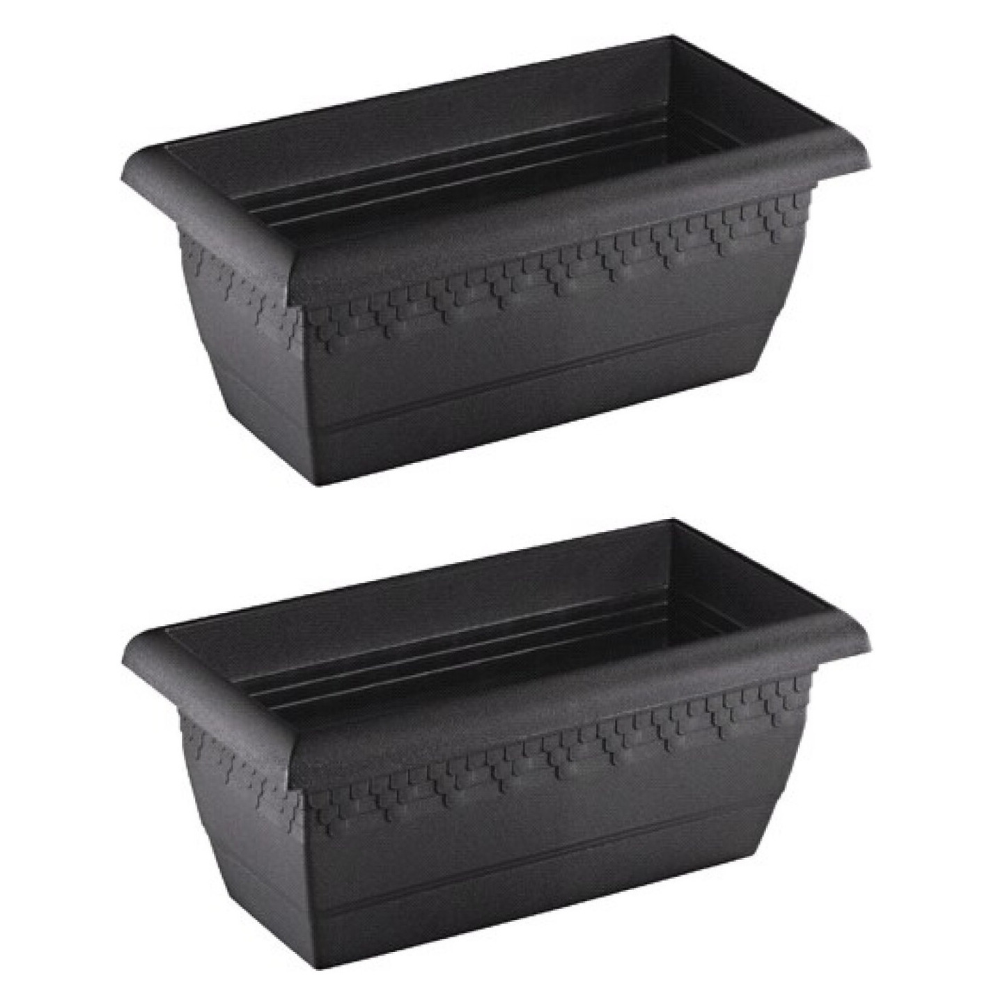 Hega Hogar 5x stuks antraciet grijze rechthoekige plantenpotten/bloempotten Jardinera x 20 cm kunststof -
