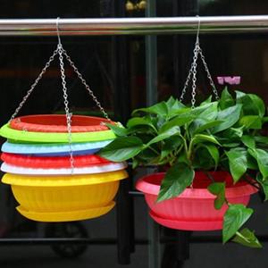 HOMEKA Ademende hangende bloempot, driehoekig ontwerp, kunststof, glad oppervlak, plantenpot, terrasdecor groen
