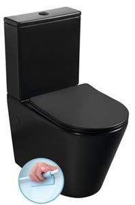 Sapho Paco rimless compact staand toilet met spoelsysteem zwart