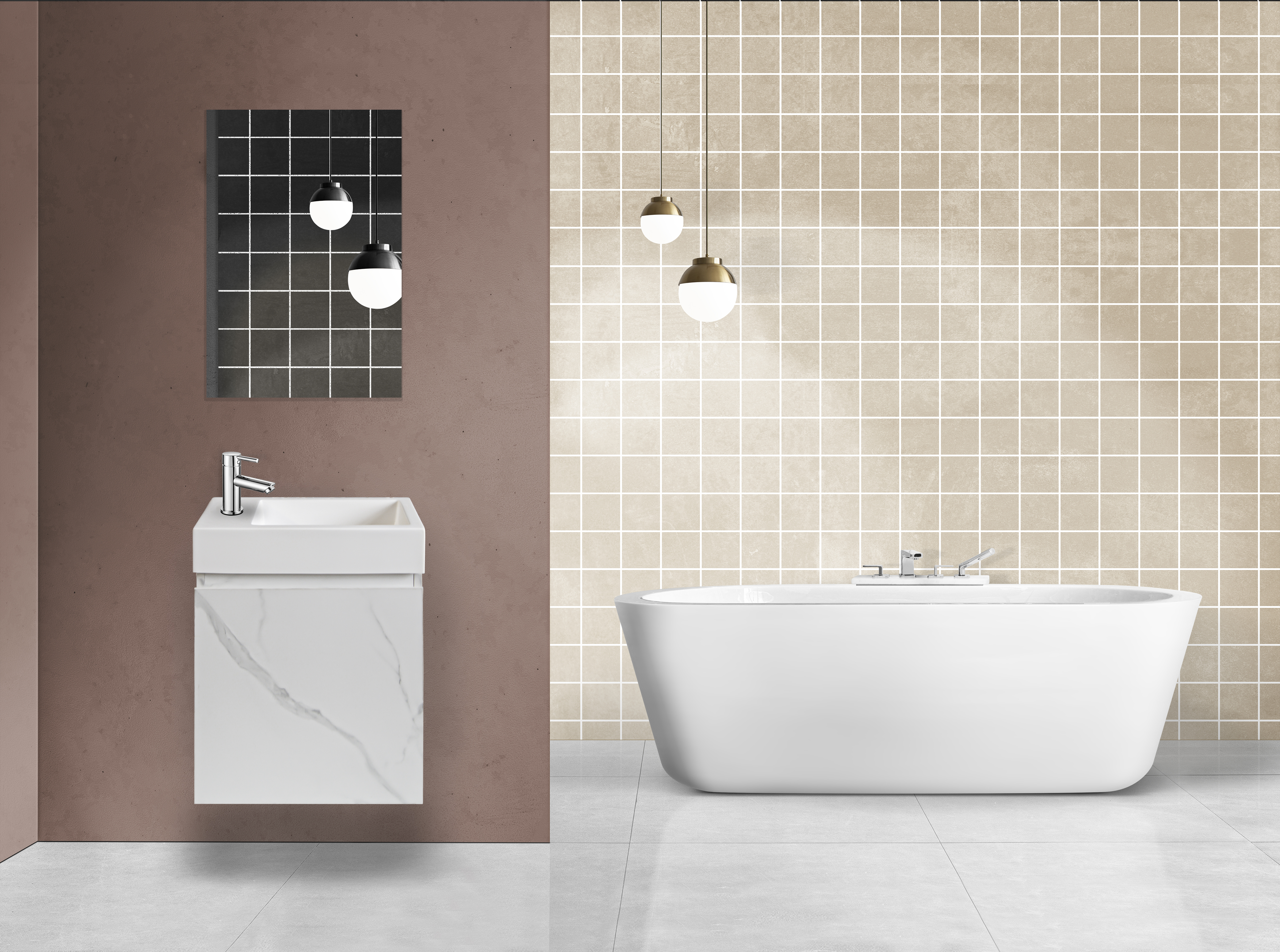 Sanitairknaller TOILETKAST MET VERTICAAL RELIEF, SOFT-CLOSE - WIT MARMER