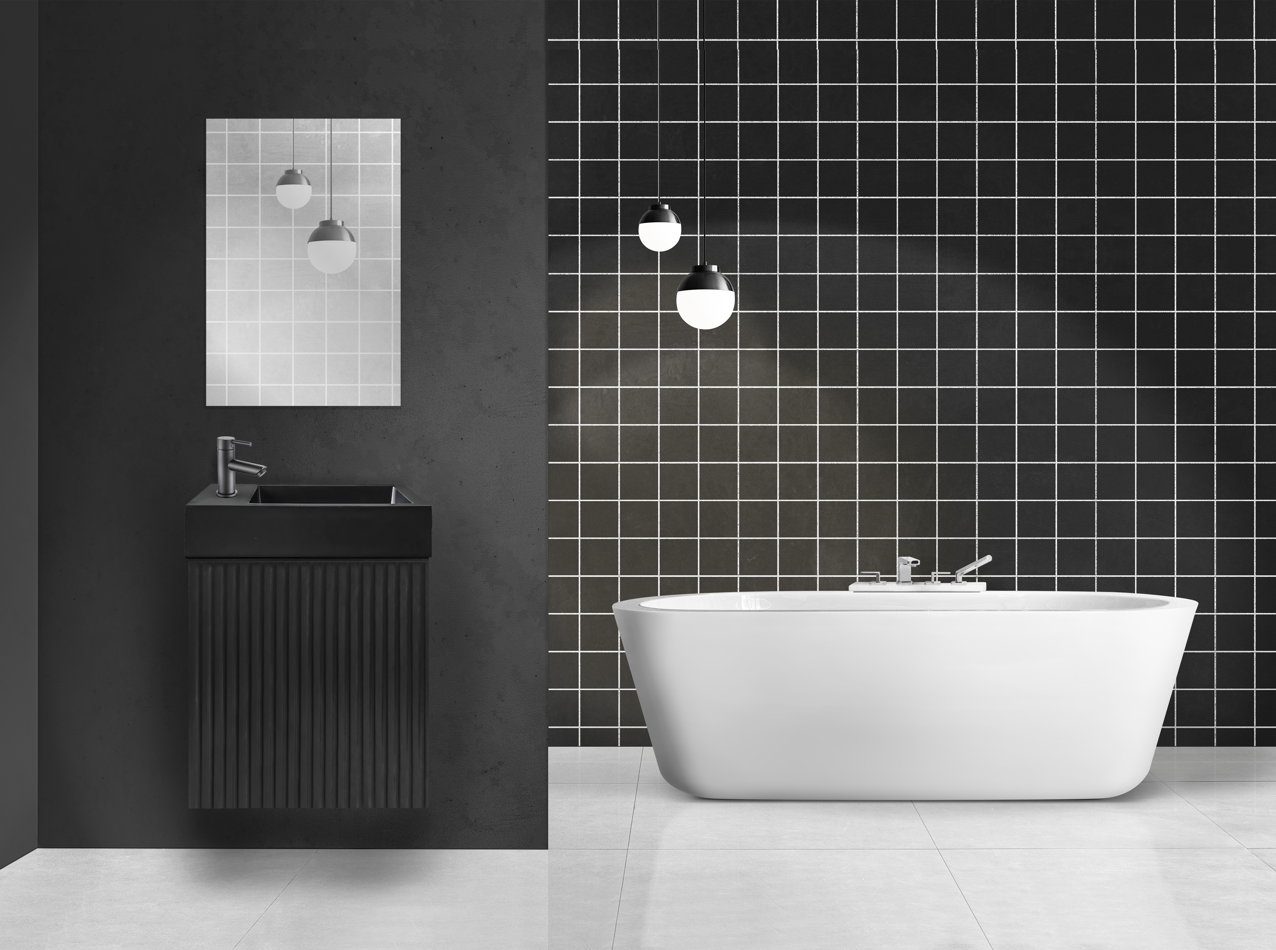 Sanitairknaller TOILETKAST MET VERTICAAL RELIEF, SOFT-CLOSE - MAT ZWART