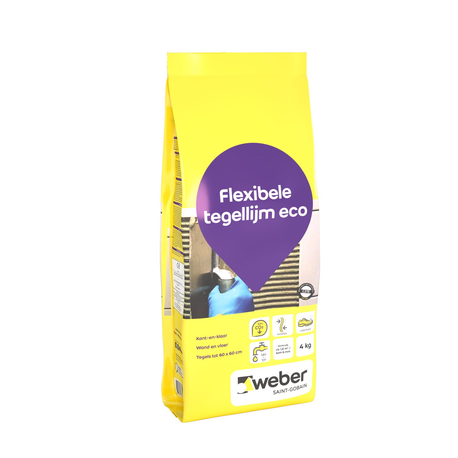 Saint Gobain Weber Weber Tegellijm - Wand En Vloer - Flex (c2te) Eco - 4kg