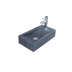 Sanilux Fontein  Recto Mini Natuursteen 36x18x10 cm Antraciet (kraangat links)