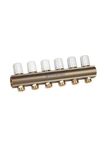 Pettinaroli Linear manifold 1x3/4/18 with thermostatic option or electrical control for return pipes compression ends without Fittingen 5 outlets