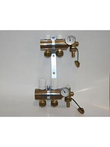 Pettinaroli Manifold system 1x3/4 in- and outlet incl brackets 20 mm Fittingen and end pieces 2 outlets