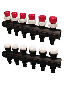 Uponor vario plus manifold q&e w. valve ls 6x q&e 20x2.0