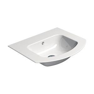 Sapho Gebogen Keramiek Wastafel Zonder Kraan Gat  Pura 52x44 cm Wit ExtraGlaze