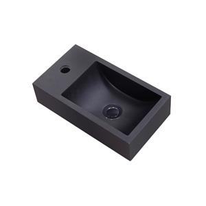 Sanilux Fontein  Quartz Recto 40x22x10 cm Mat Zwart (kraangat links)