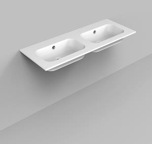 Arcqua Wastafel  Marble 120 dubbel zonder kraangaten glans wit