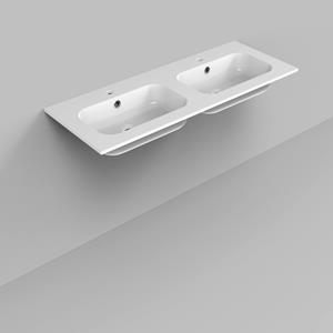 Arcqua Wastafel  Marble 120 dubbel 2 kraangaten glans wit
