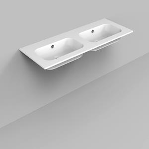 Arcqua Wastafel  Marble 120 dubbel zonder kraangaten mat wit