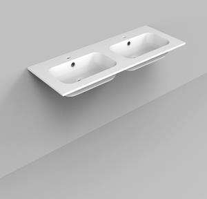 Arcqua Wastafel  Marble 120 dubbel 2 kraangaten mat wit
