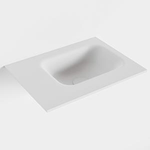 Mondiaz LEX Talc solid surface inleg wastafel voor toiletmeubel 40cm. Positie wasbak rechts