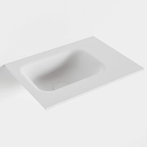 Mondiaz LEX Talc solid surface inleg wastafel voor toiletmeubel 40cm. Positie wasbak links