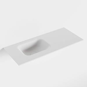 Mondiaz LEX Talc solid surface inleg wastafel voor toiletmeubel 70cm. Positie wasbak links