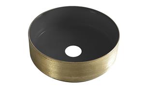 Sanifun Mondri waskom rond 36 x 36 x 12 cm mat zwart/geborsteld goud.