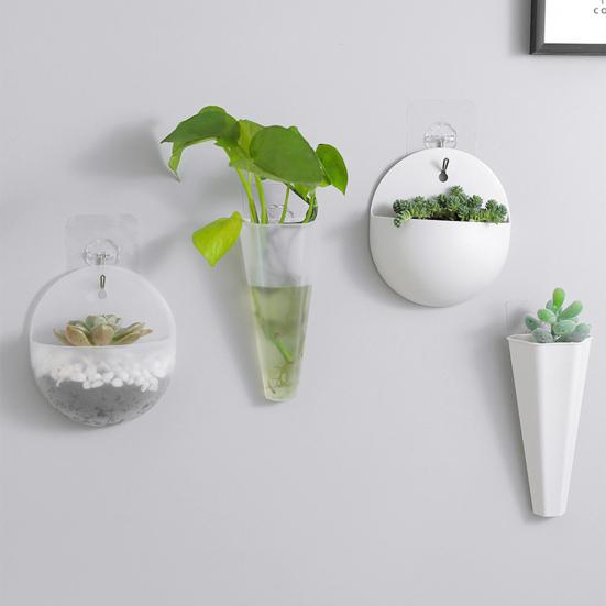 Family & Garden Hangende bloempot stabiel voor tuin halve cirkel decoratieve muur duurzaam zonder ponsen A transparant