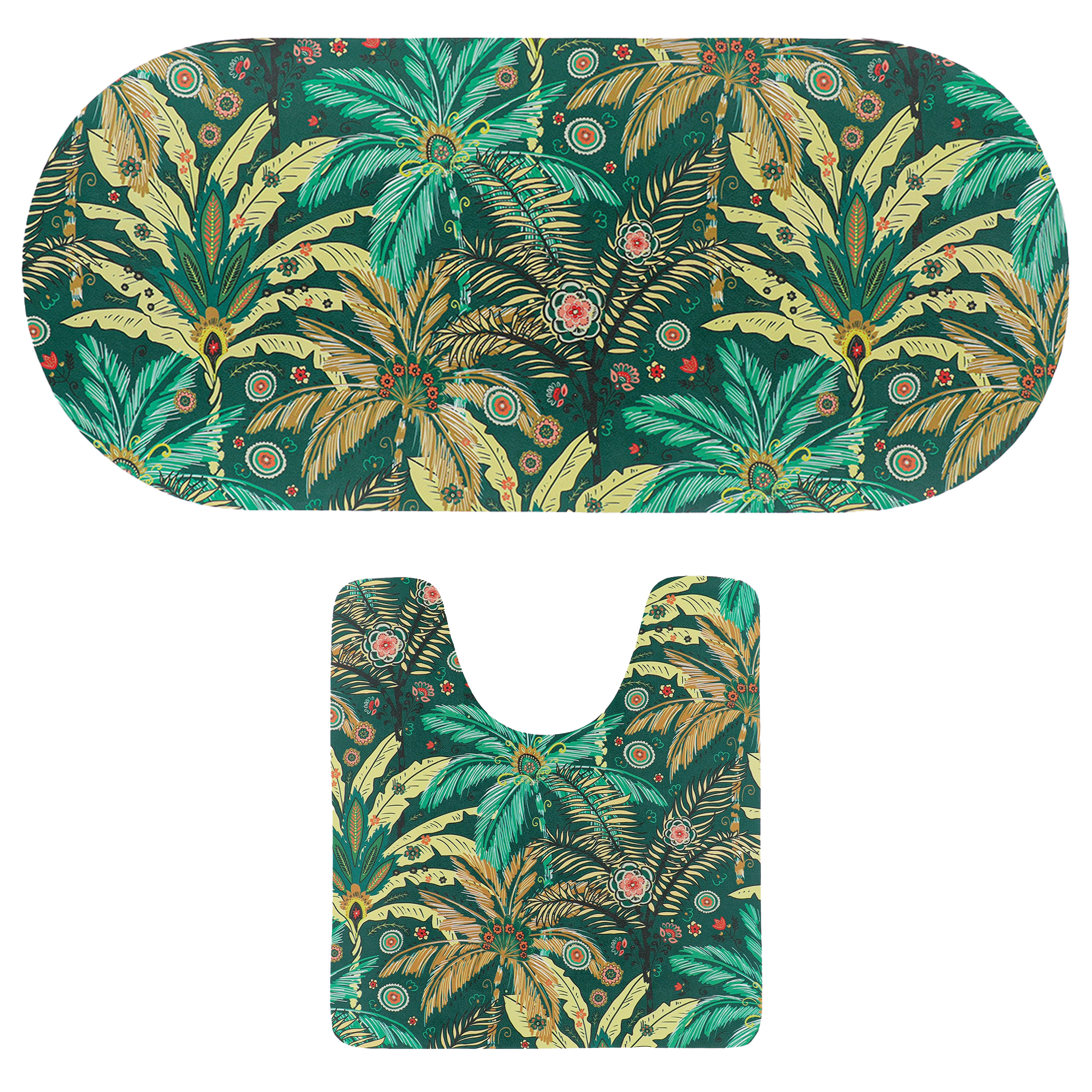 Tendance badkamer matten set Jungle Fever - toiletmat/badmat lang - microfiber - antislip -