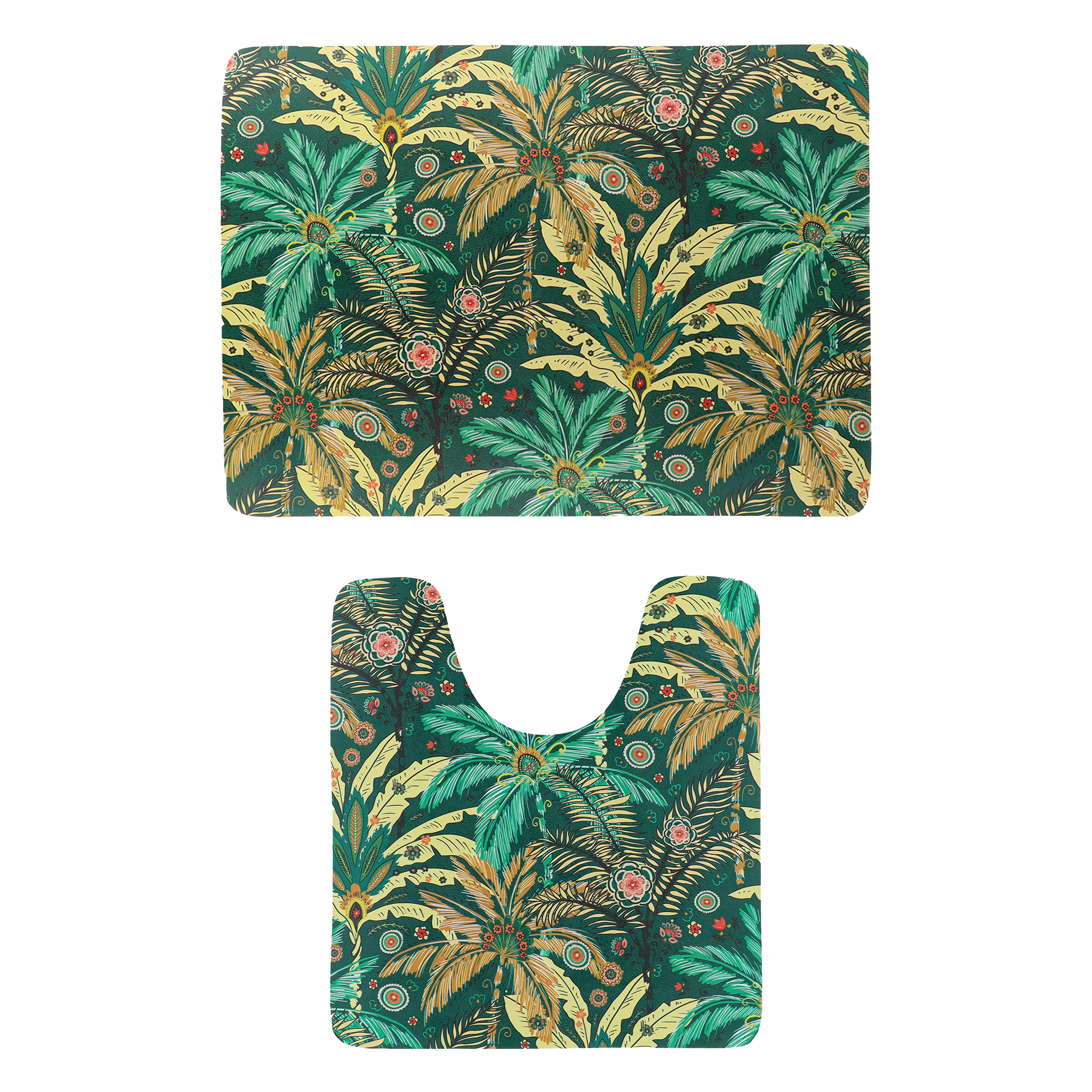 Tendance badkamer matten set Jungle Fever - toiletmat/badmat - 45 x 50 cm- microfiber - antislip -