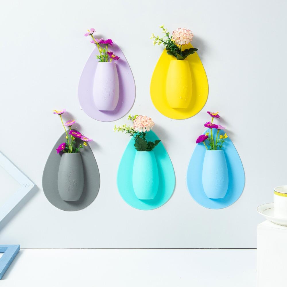 Olonang Stick on The Wall Flower Pot Self Adhesion Flower Plant Vases Creative Hanging Vase  Offices blauw