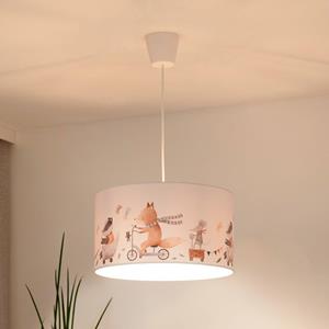 Duolla Ferdi Kinder hanglamp, textiel, wit, kleurrijk