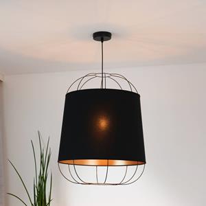 Duolla Lantern Medium hanglamp, zwart/goud, stof, E27