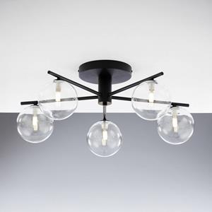 Jupiter Deckenleuchte Prato, schwarz/klar, Glas, 5-flammig