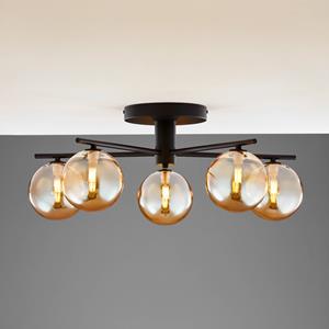Jupiter Deckenleuchte Prato, schwarz/amber, Glas, 5-flammig