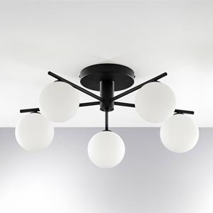 Jupiter Deckenleuchte Prato, schwarz/wei&szlig;, Glas, 5-flammig