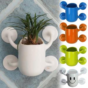 Amusedly Portable Mini Flower Pot Wall Flowerpot Home Office Decoration with Suction Cup Christmas Ornament groen