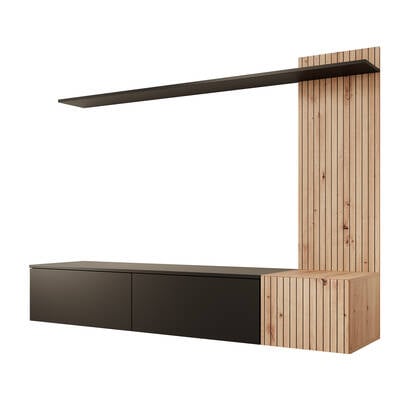 Meubella Wandmeubel Segundo - Zwart - 180 cm