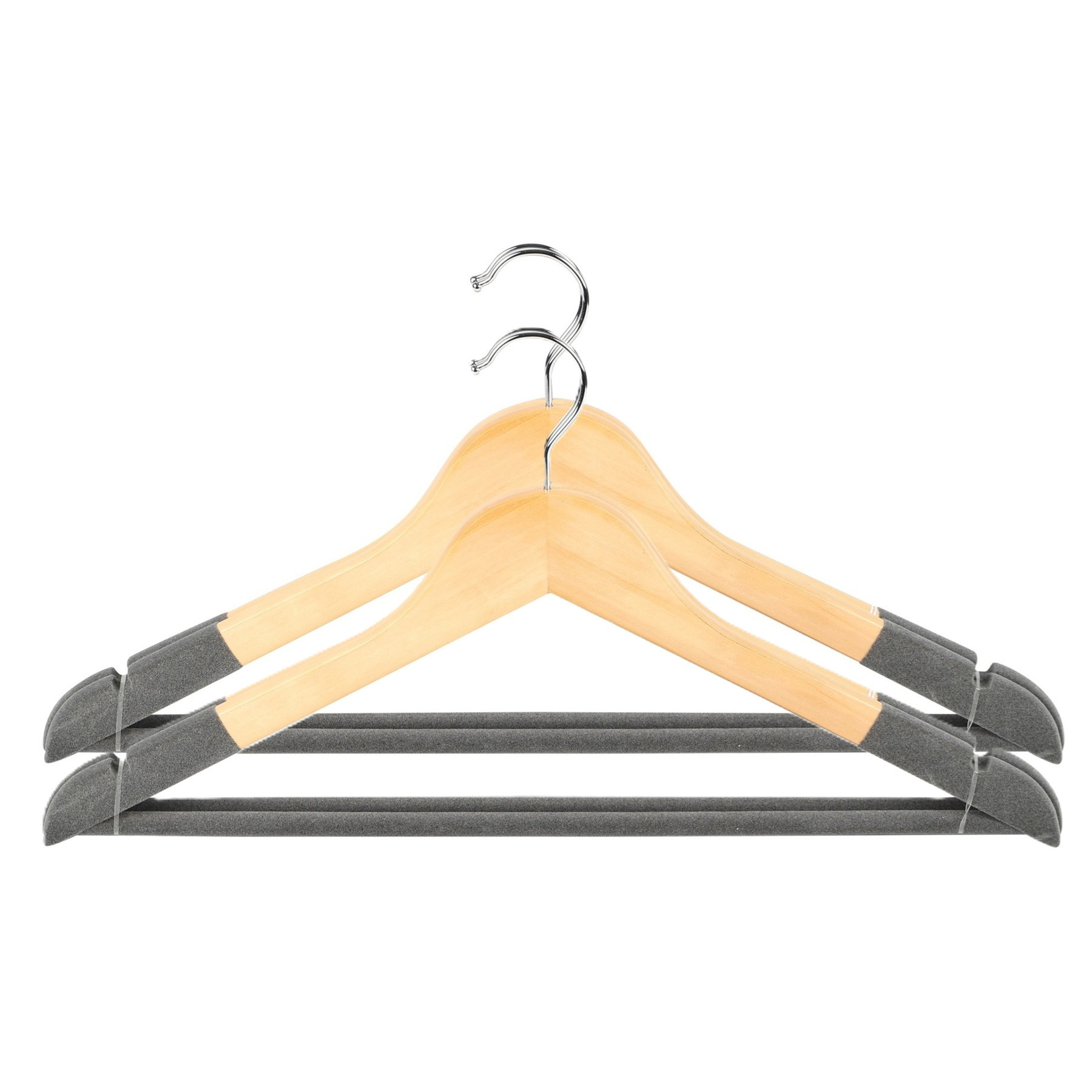 Urban Living Kledinghangers Nordic - grijs - 4x stuks - hout -