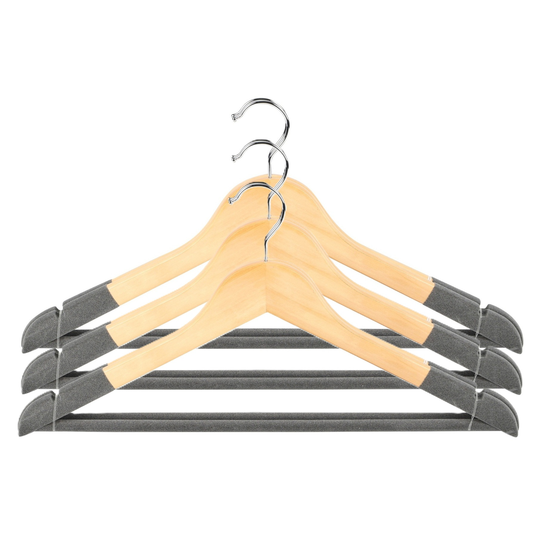 Urban Living Kledinghangers Nordic - grijs - 6x stuks - hout -