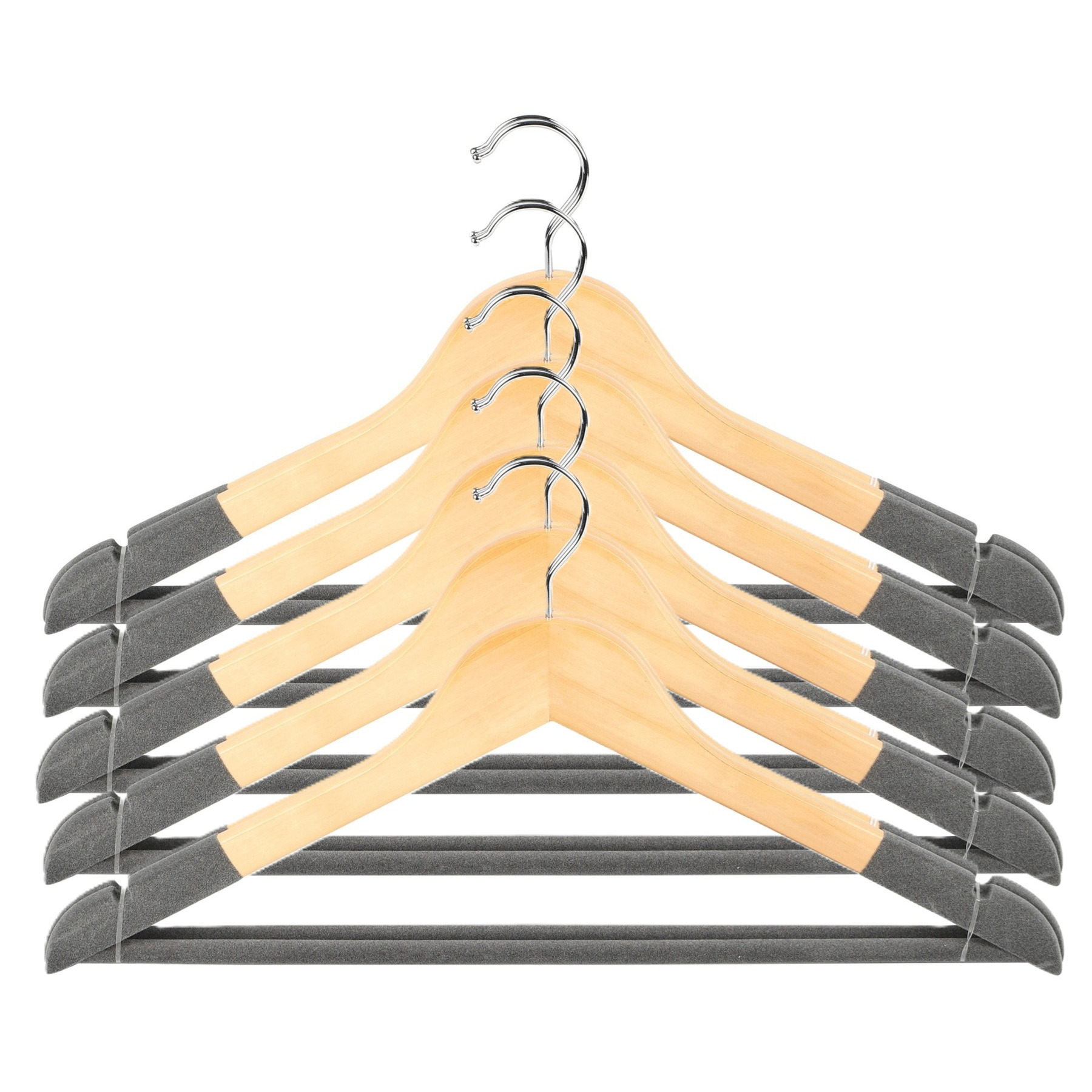 Urban Living Kledinghangers Nordic - grijs - 10x stuks - hout -