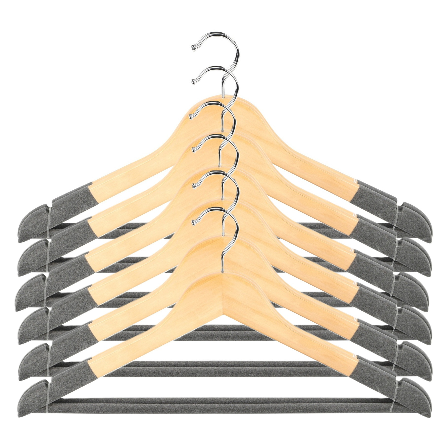 Urban Living Kledinghangers Nordic - grijs - 12x stuks - hout -