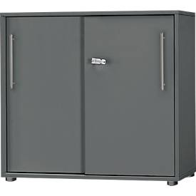 Schäfer Shop Select Start Off schuifdeurkast, 2 OH, afsluitbaar, B 800 x D 420 x H 788 mm, hout, grafiet/grafiet