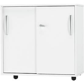 Schäfer Shop Select Schuifdeurkast LOGIN, 2 ordnerhoogten, B 800 x D 420 x H 744 mm, wit/wit