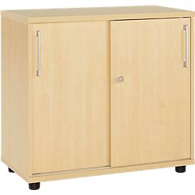 Schäfer Shop Select Schuifdeurkast, hout, 2 legplanken, B 800 mm x D 421 x H 750 mm, esdoornhout, 2 legplanken, B 800 mm x D 421 x H 750 mm