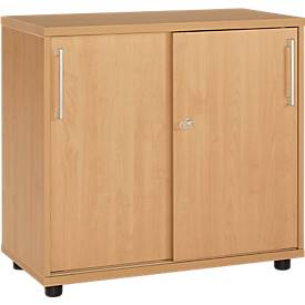 Schäfer Shop Select Schuifdeurkast, hout, 2 legplanken, B 800 mm x D 421 x H 750 mm, beukenhout, 2 legplanken, B 800 mm x D 421 x H 750 mm, beukenhout.