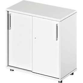 Schäfer Shop Genius Schuifdeurkast TETRIS WOOD, 2 ordnerhoogten, B 800 mm, hoogte incl. glijders, wit