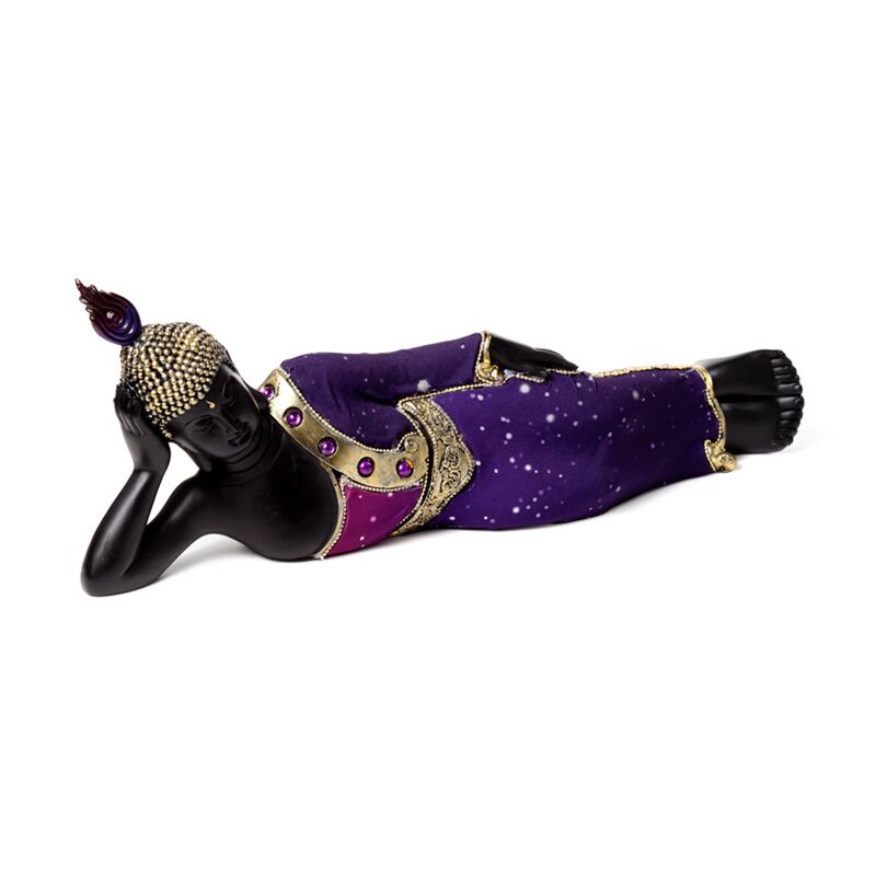 Urnwebshop Thaise Liggende Boeddha Urn, Paars - Zwart (0.7 liter)