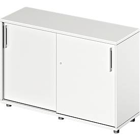 Schäfer Shop Genius Schuifdeurkast TETRIS WOOD, 2 ordnerhoogten, B 1200 mm, hoogte incl. glijders, wit